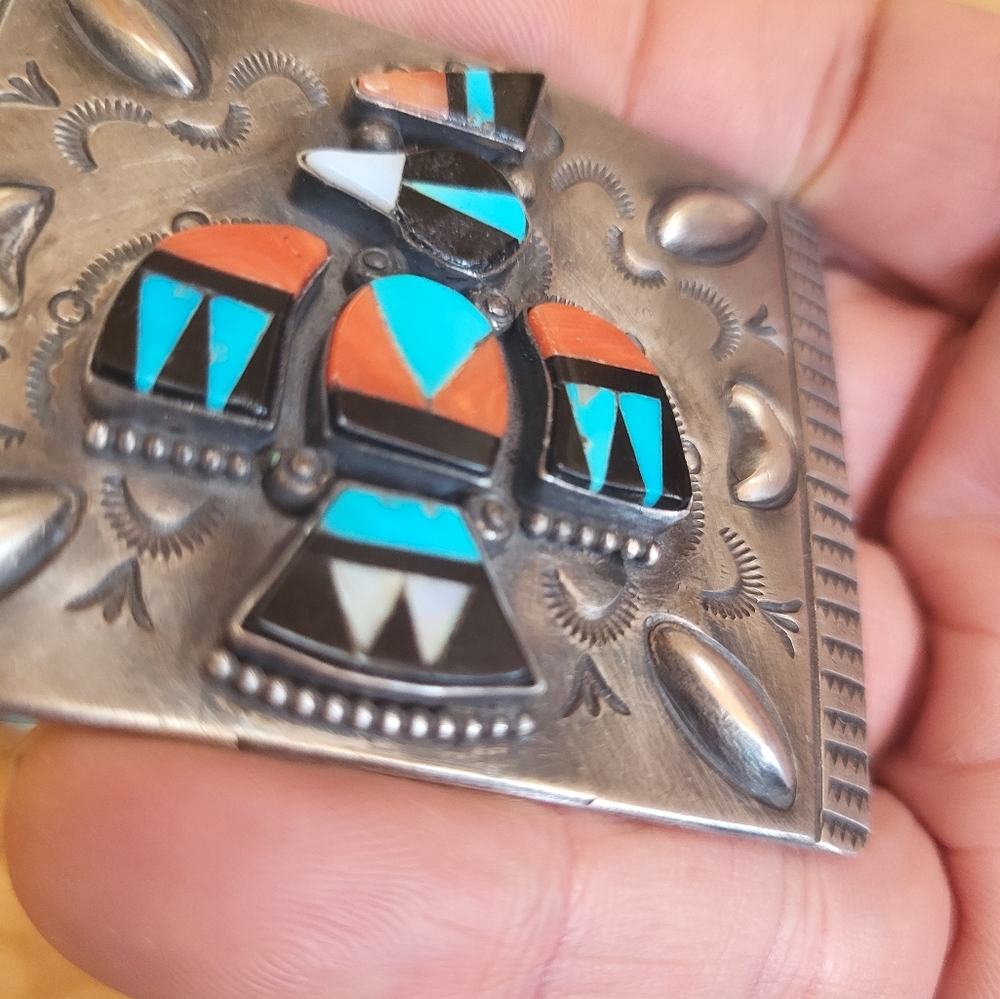 Herman Smith sterling Silver buckle inlay knifewing